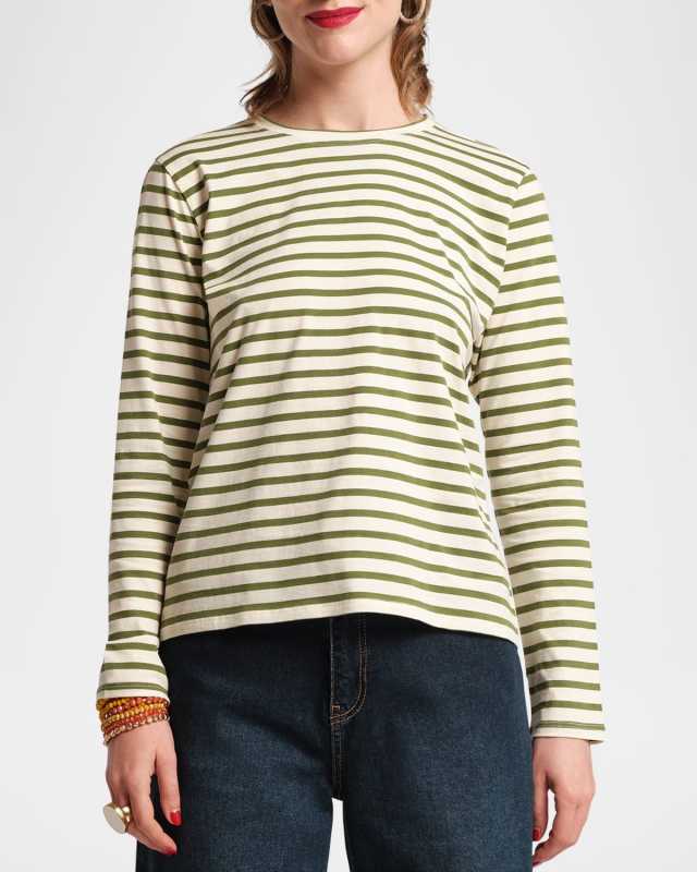 Striped Crewneck Pima Cotton Tee Shirt